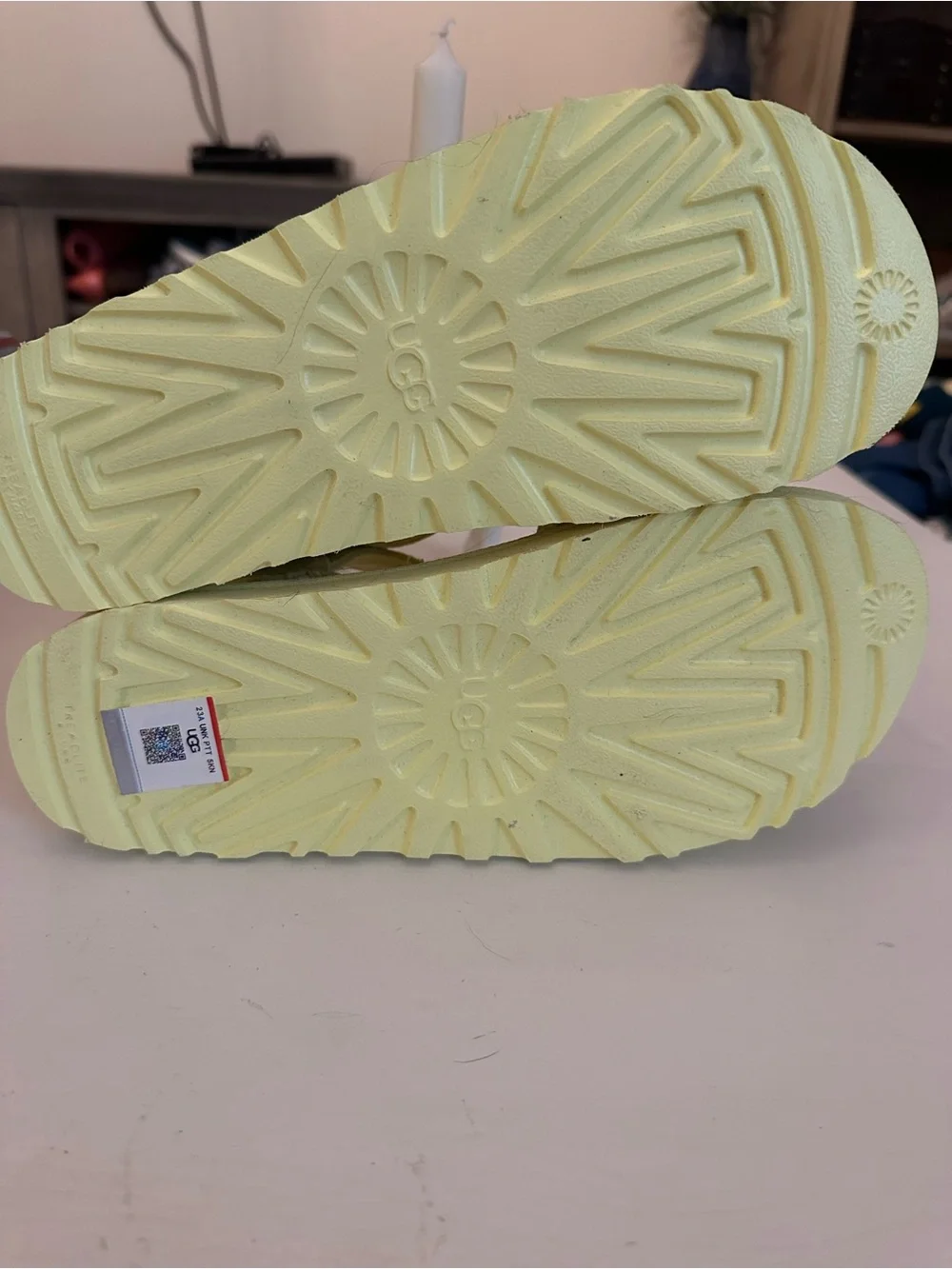 NWOT UGG Women's Goldenstar Suede Platform Velcro Sandal in Lemon Yellow - 7